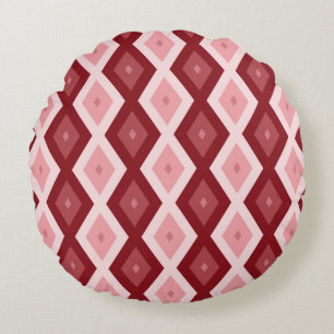Red diamond pattern round pillow