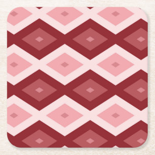 Red diamond pattern square paper coaster