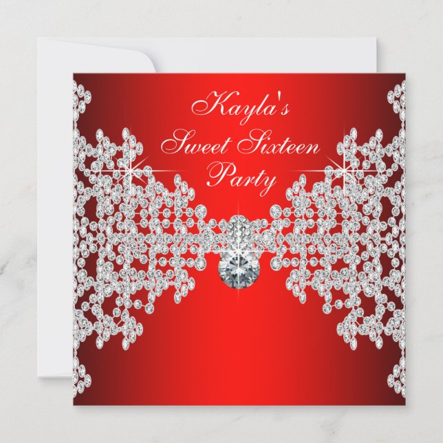 Red Diamond Red Birthday Party Invitation (Front)
