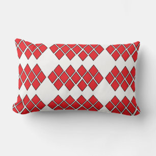 Red diamond shapes lumbar pillow