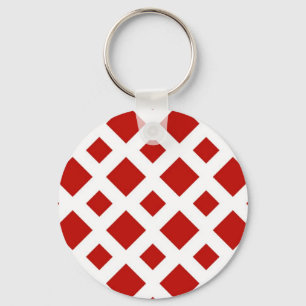 Red Diamonds on White Keychain