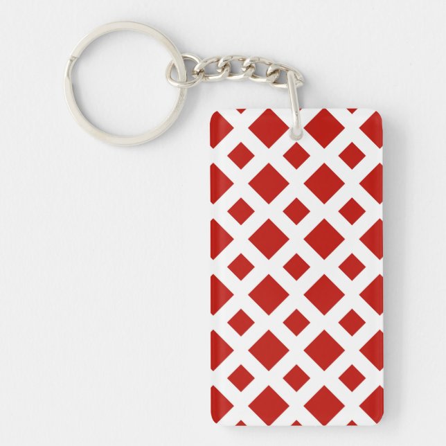 Red Diamonds on White Keychain (Front)