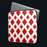Red Diamonds on White Laptop Sleeve<br><div class="desc">A bold,  geometric pattern of large and small red diamonds on a white background. The white forms a lattice which separates the diamond shapes. 

 Digitally created 9000 x 6000 pixel image. 
 Copyright ©2013 Claire E. Skinner,  All rights reserved.</div>