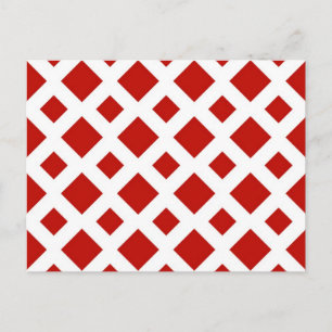 Red Diamonds on White Postcard