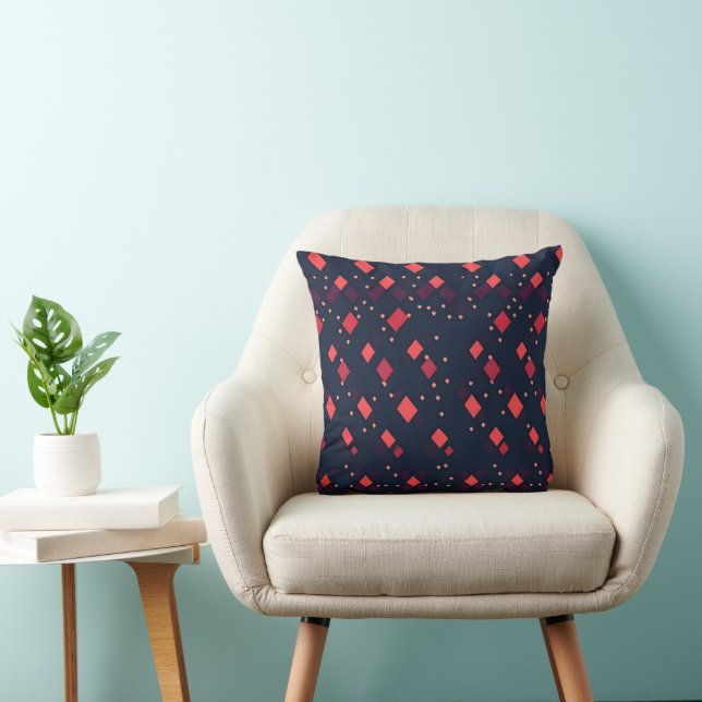 Red Diamonds Pattern Throw Pillow (Chair)