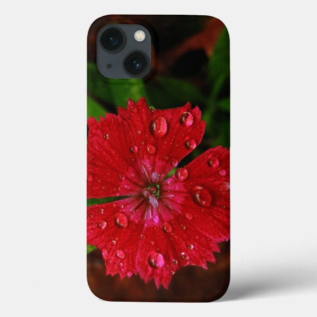 Red Dianthus With Raindrops Case-Mate iPhone Case (Back)