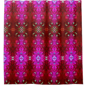 Red Dianthus X GL Ikat 4 Shower Curtain