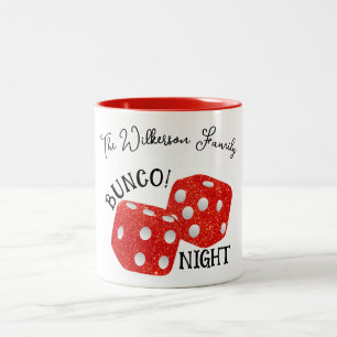 Red Dice Bunco Night Custom Name Two-Tone Coffee Mug