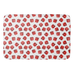 Red Dice Pattern Casino Craps Game Bath Mat