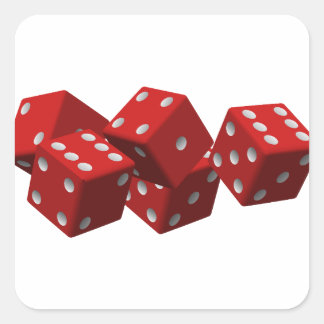 Red dice square sticker
