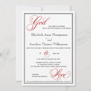 Red Dieu est Amour Mariage chrétien Invitations