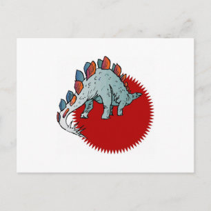 Red dinosaur postcard