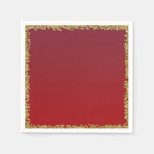 Red Dipped Gold Glitter Glam Sparkle Party Napkin