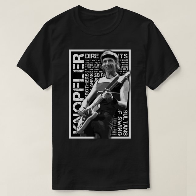 Red Dire Straits Guitar   T-Shirt (Design Front)