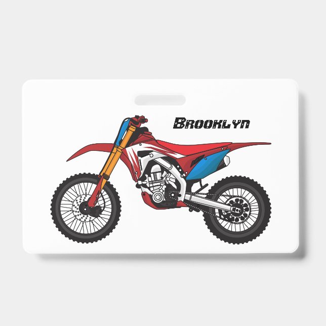 Red dirt bike motorcycle badge (Front)