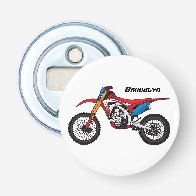 Red dirt bike motorcycle bottle opener (Front)