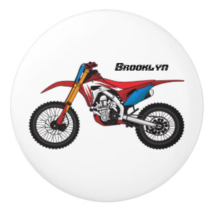 Red dirt bike motorcycle ceramic knob