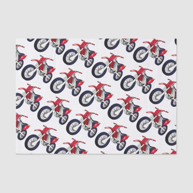 Red Dirt Bike Motorcycle Custom Colour Background Tissue Paper (Front)