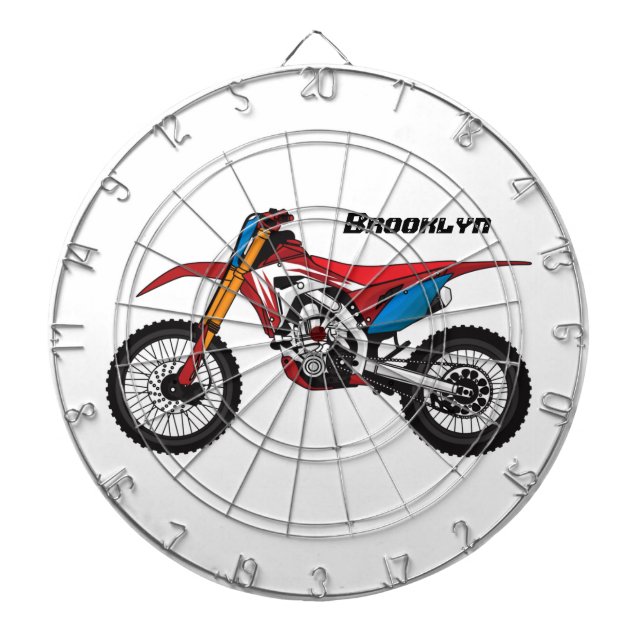 Red dirt bike motorcycle dartboard (Front)