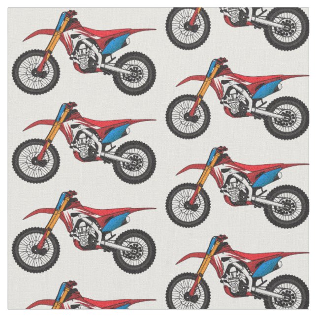 Red dirt bike motorcycle fabric (Close Up)