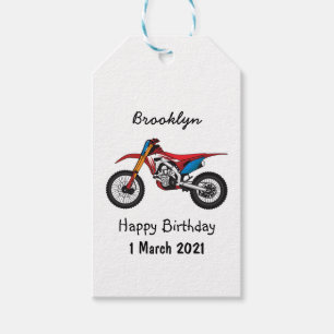 Red dirt bike motorcycle gift tags