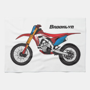Red dirt bike motorcycle kitchen towel