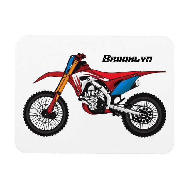 Red dirt bike motorcycle magnet (Horizontal)