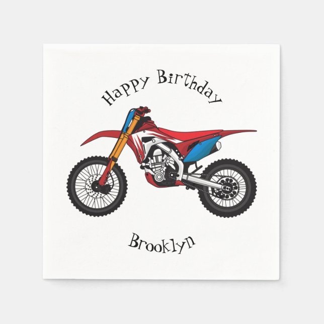 Red dirt bike motorcycle napkin (Front)
