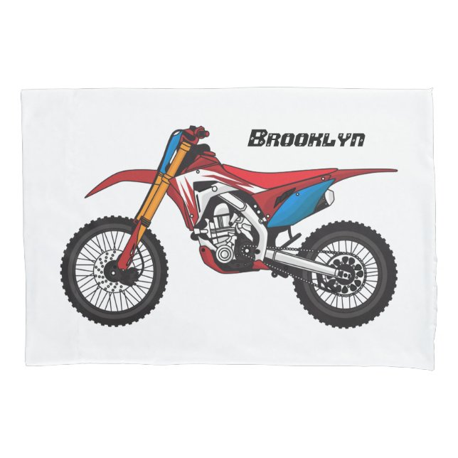 Red dirt bike motorcycle pillowcase (Front)