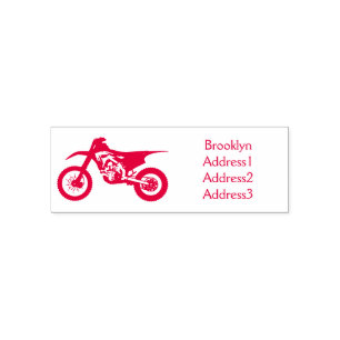 Red dirt bike motorcycle self-inking stamp