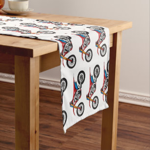 Red dirt bike motorcycle  short table runner