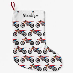 Red dirt bike motorcycle small christmas stocking