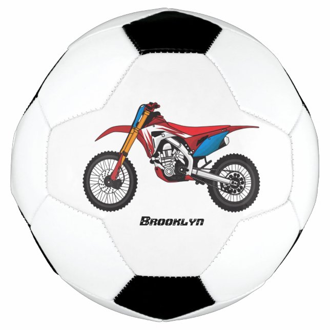 Red dirt bike motorcycle soccer ball (Front)