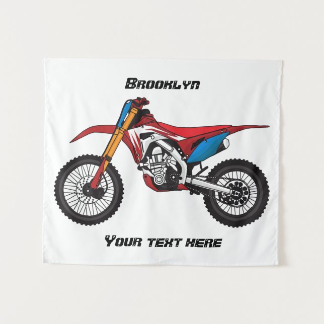 Red dirt bike motorcycle tapestry (Front (Horizontal))
