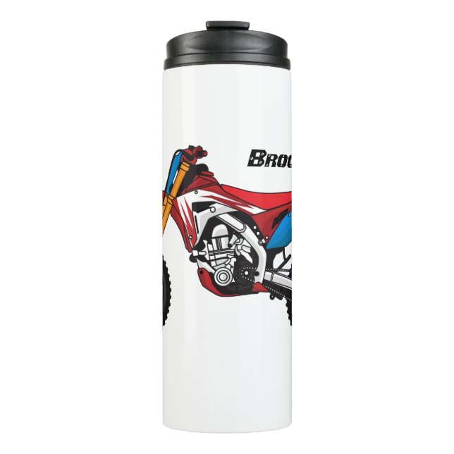 Red dirt bike motorcycle thermal tumbler (Front)