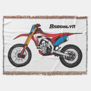 Red dirt bike motorcycle throw blanket
