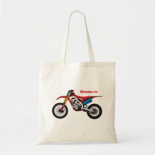 Red dirt bike motorcycle tote bag