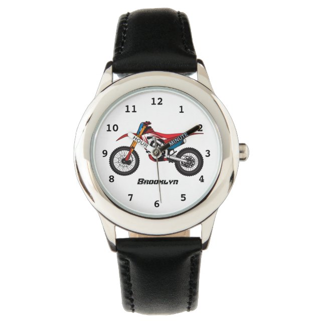 Red dirt bike motorcycle watch (Front)