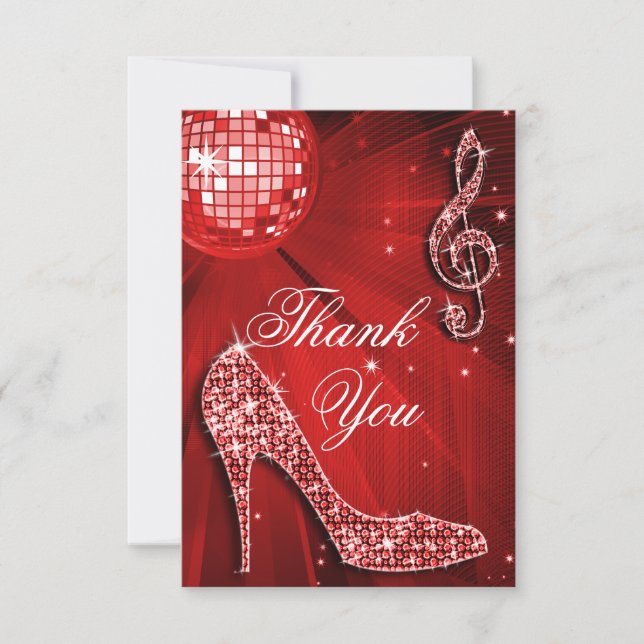 Red Disco Ball Sparkle Heels Thank You (Front)
