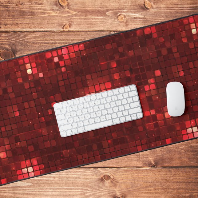 Red Disco Style Squares Valentine Pattern Desk Mat (Creator Uploaded)