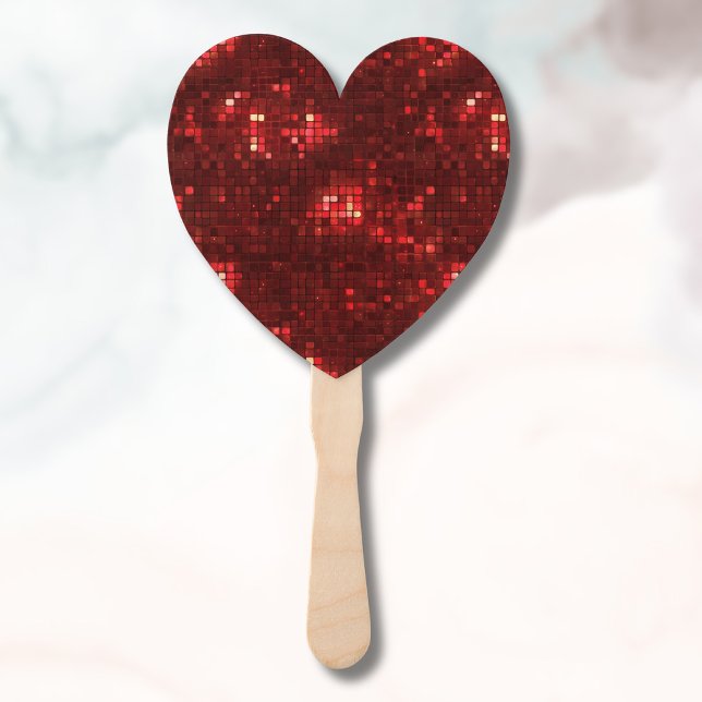 Red Disco Style Squares Valentine Pattern Hand Fan (Creator Uploaded)