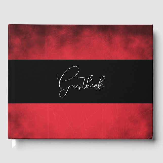 Red Distressed Grunge Wedding Guest Book (Front)
