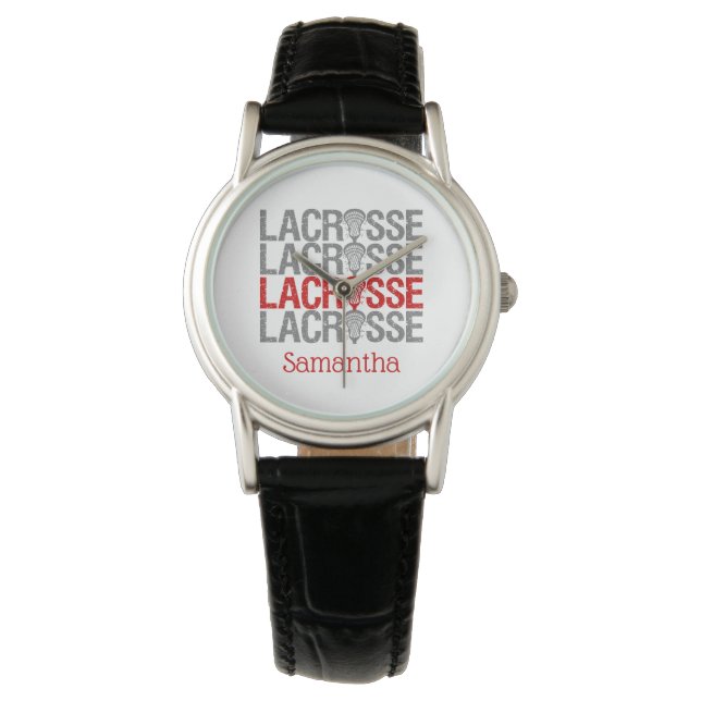 Red Distressed Lacrosse Word Watch (Front)