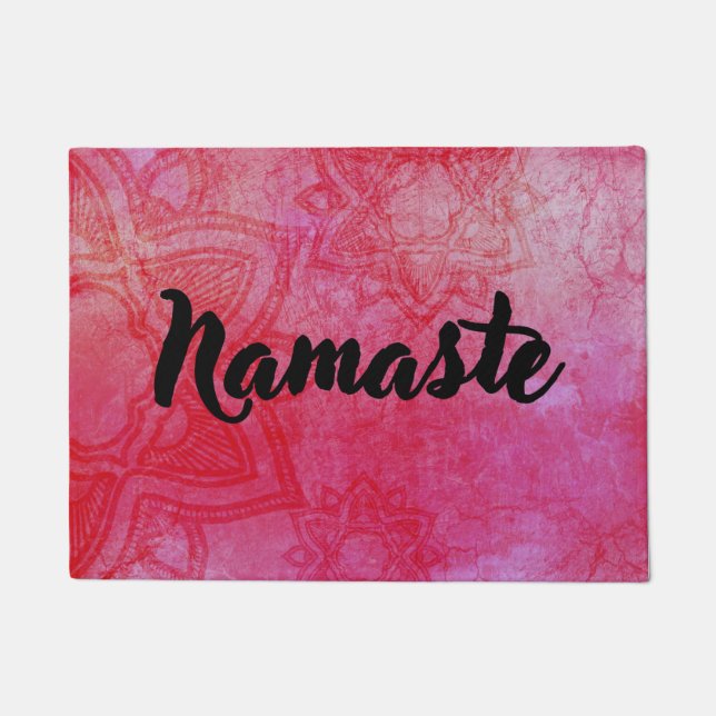 Red Distressed Mandala Namaste Doormat (Front)