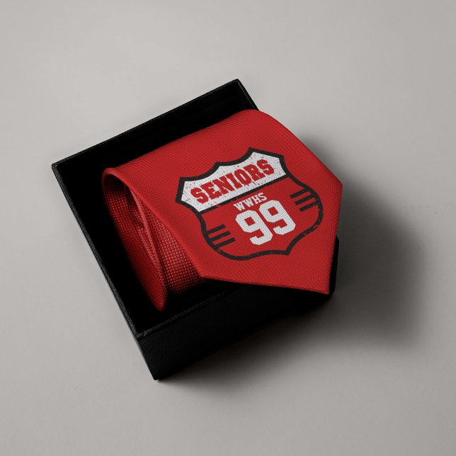 Red Distressed Seniors Road Sign Tie (Creator Uploaded)
