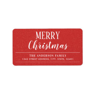 Red Distressed Texture Merry Christmas Address Label