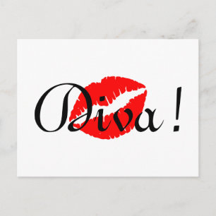 Red Diva Kiss Postcard