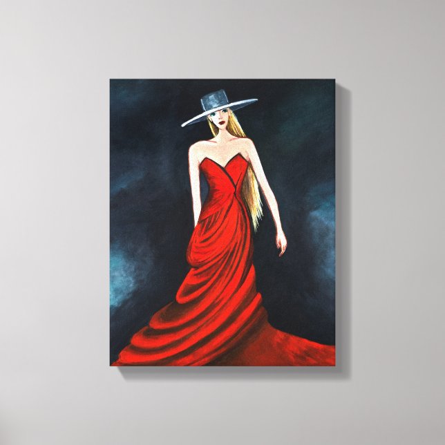 Red Diva Painting Unique Flamenco Dancer Fine Art Canvas Print (Front)