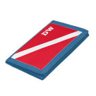 Red diving flag Trifold velcro Wallet for diver