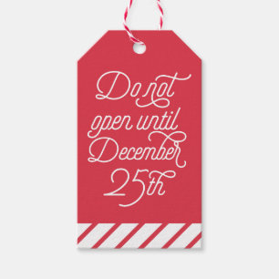 Red Do Not Open Until December 25 Holiday Gift Tags